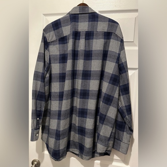 PENGUIN XXL Navy Blue White Plaid Flannel Button Down Shirt R $98 - Picture 6 of 10